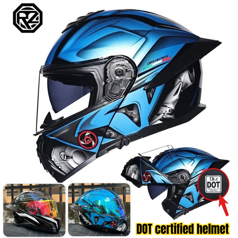 Full Face Motorcycle Helmet With Bluetooth - Casco Moto Certificato DOT, Casco Modulare